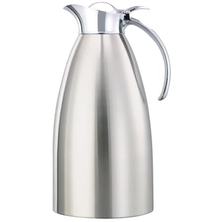 Service Ideas Marquette Series Flip Top Stainless Vacuum Insulated Carafe, 67.6 Ounce, Brushed MAR20BS